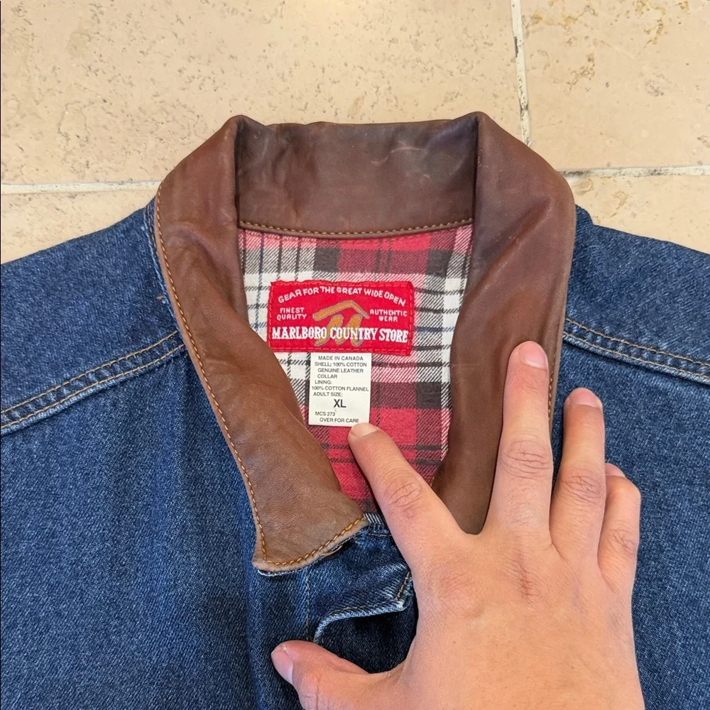 Marlboro Denim Jacket with Brown Leather Accents